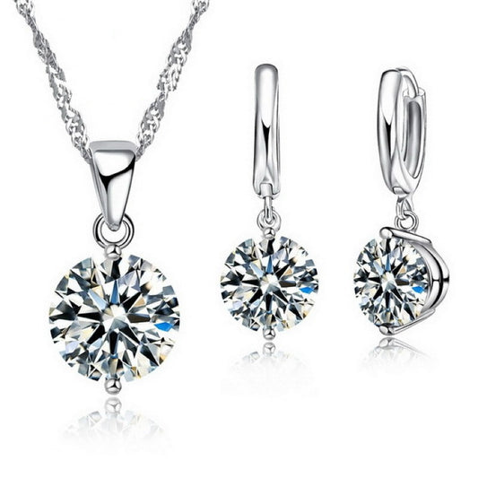 Sterling Silver Plated Austrian Crystal Jewelry Set