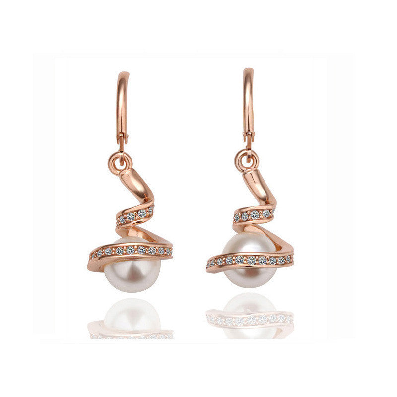 Cubic Zirconia & Black Simulated Pearl Earring and Necklace Set