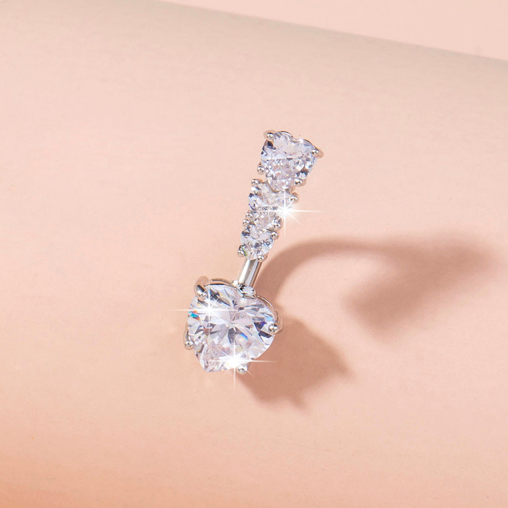 Stainless Steel Heart-to-Heart Navel Pin