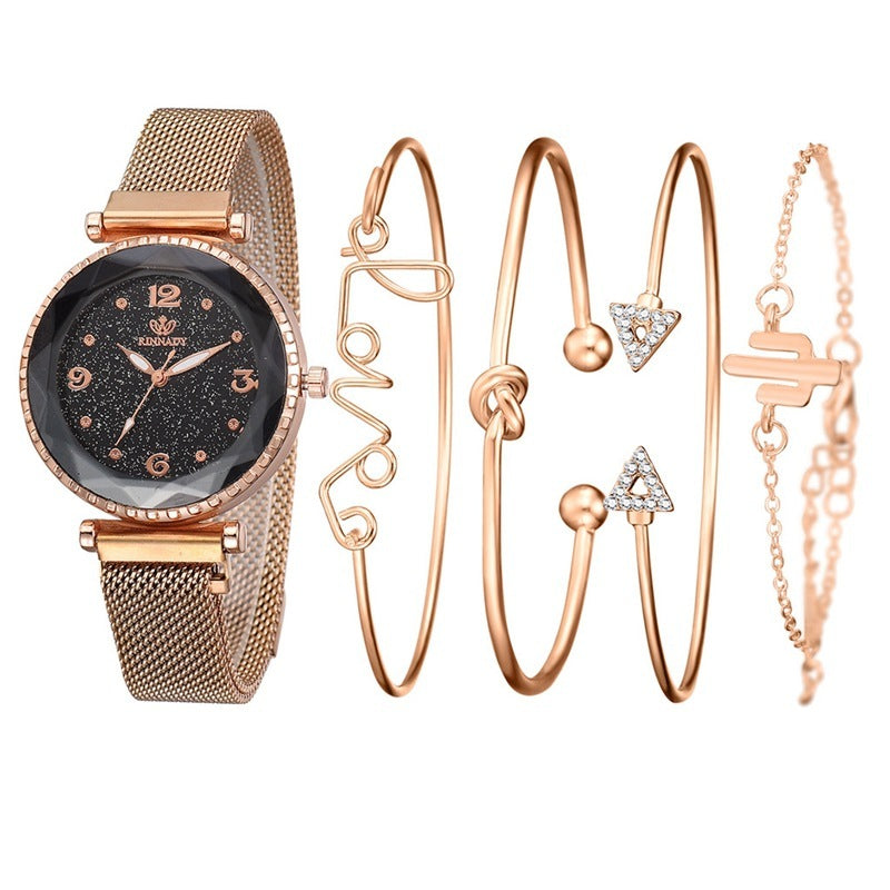 Stylish Quartz Watch & Bracelet Set for Women