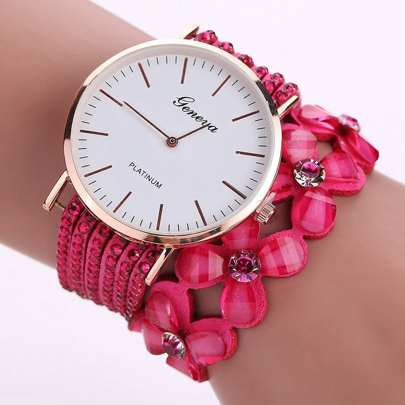 Sparkling Floral Quartz Wristwatch
