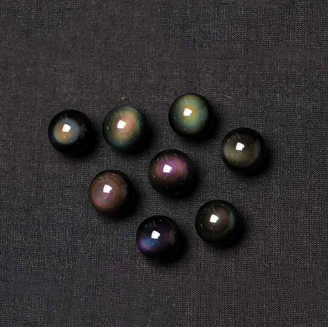 Natural Obsidian Rainbow Eye Good Luck Pendant Necklace
