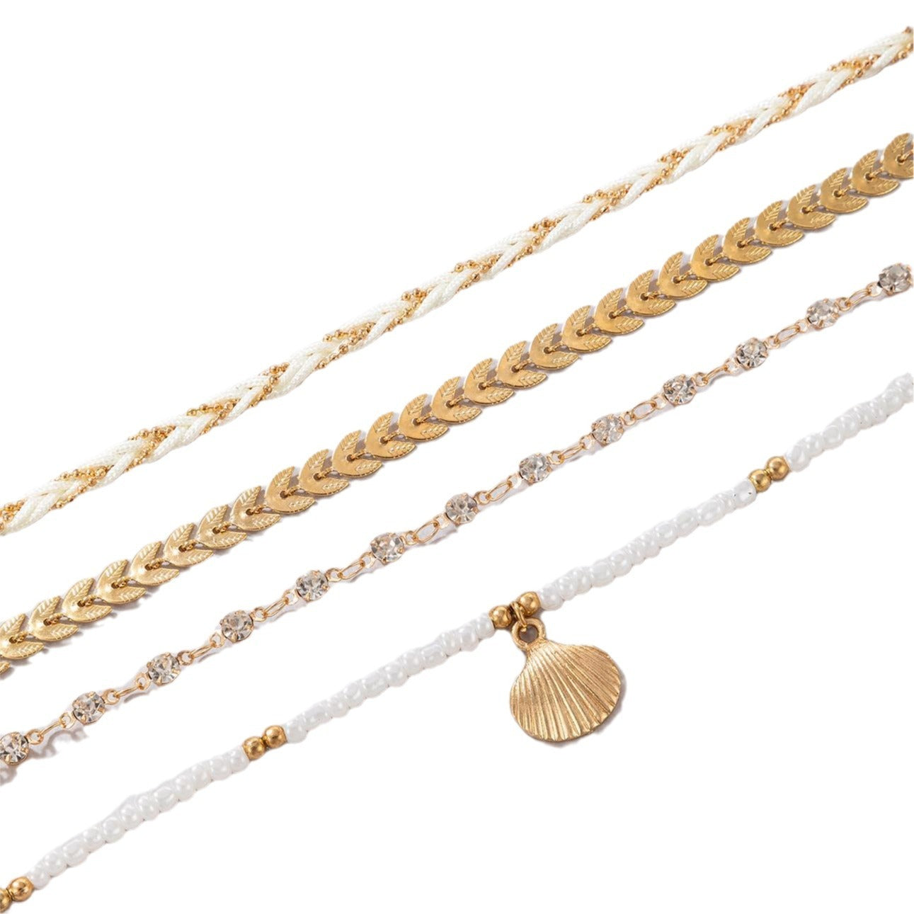 4-Piece Bohemian Woven Rope Foot Chain Set