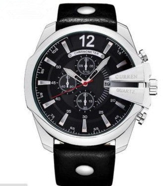 Fashionable Large Dial Decorated Three-Eye Men's Watch