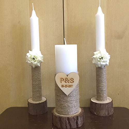 Rustic Wooden Wedding Candle Holder Set