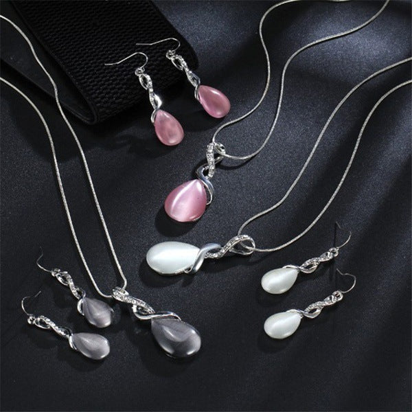 Elegant Opal Water Drop Jewelry Set