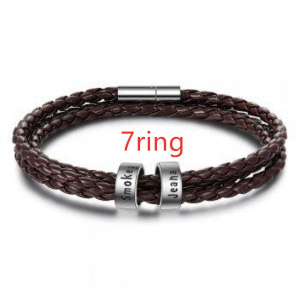 Personalized Braided Leather Name Bracelet for Men