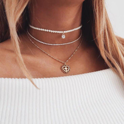 Multilayer Crystal Pearl Choker