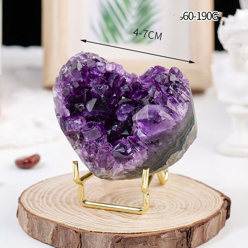 Amethyst Cluster Heart Raw Stone Ornament