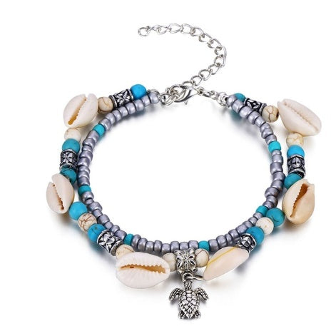 Retro Bohemian Beach Anklet with Ocean Charms