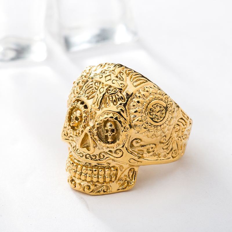 Vintage Cross Sugar Skull Ring