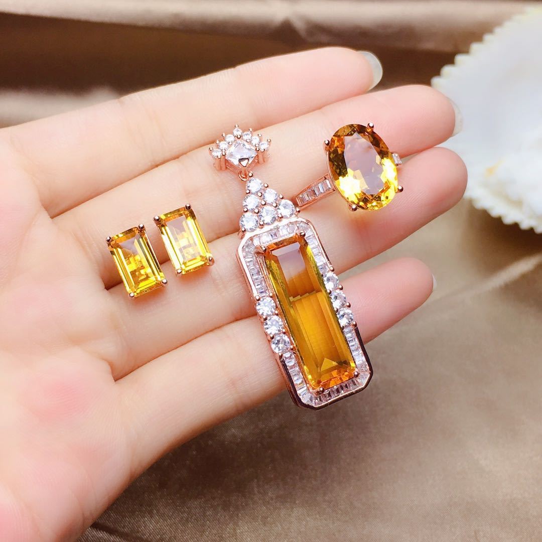 Citrine Sterling Silver Jewelry Set