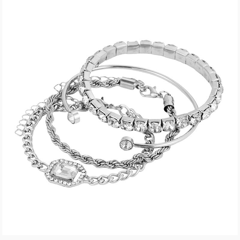 Bohemian Crystal Twisted Cuff Bracelet Set