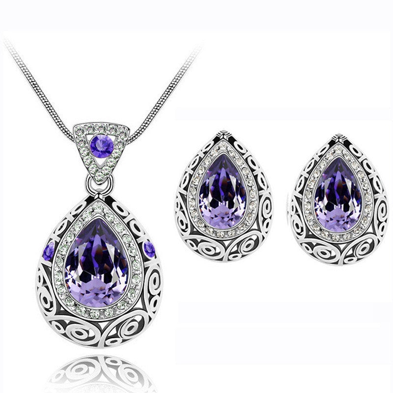Vintage Regal Crystal Teardrop Jewelry Set