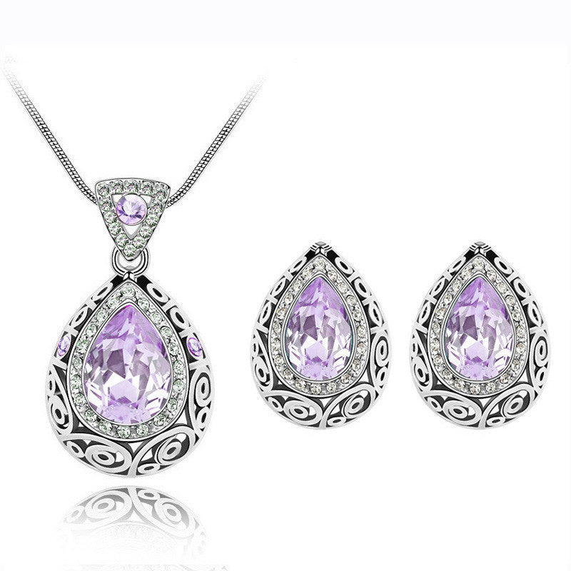 Vintage Regal Crystal Teardrop Jewelry Set