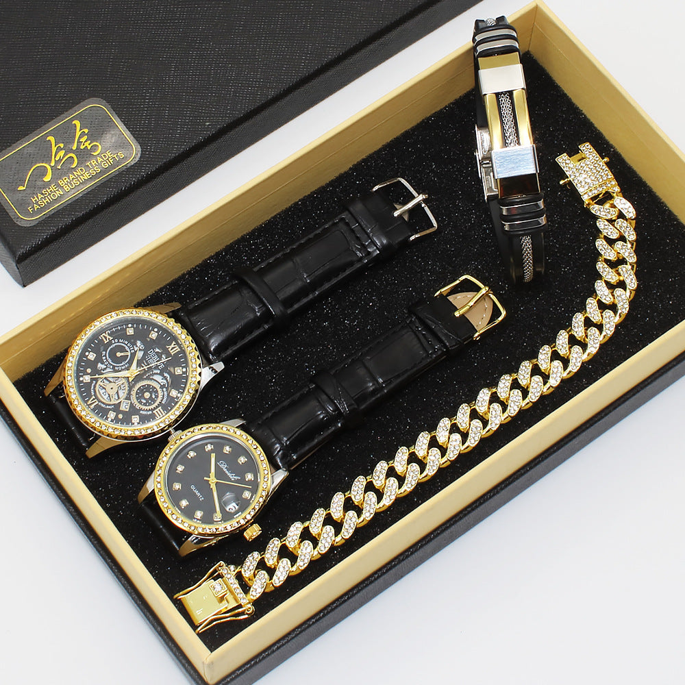 Stylish Couple's Watch & Bracelet Gift Set