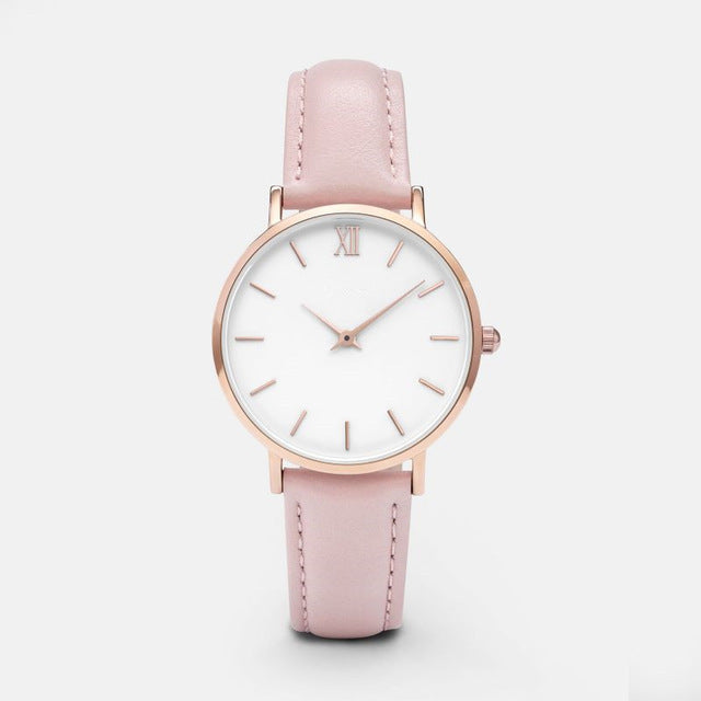 Simple & Stylish Women's Leather Quartz Watch