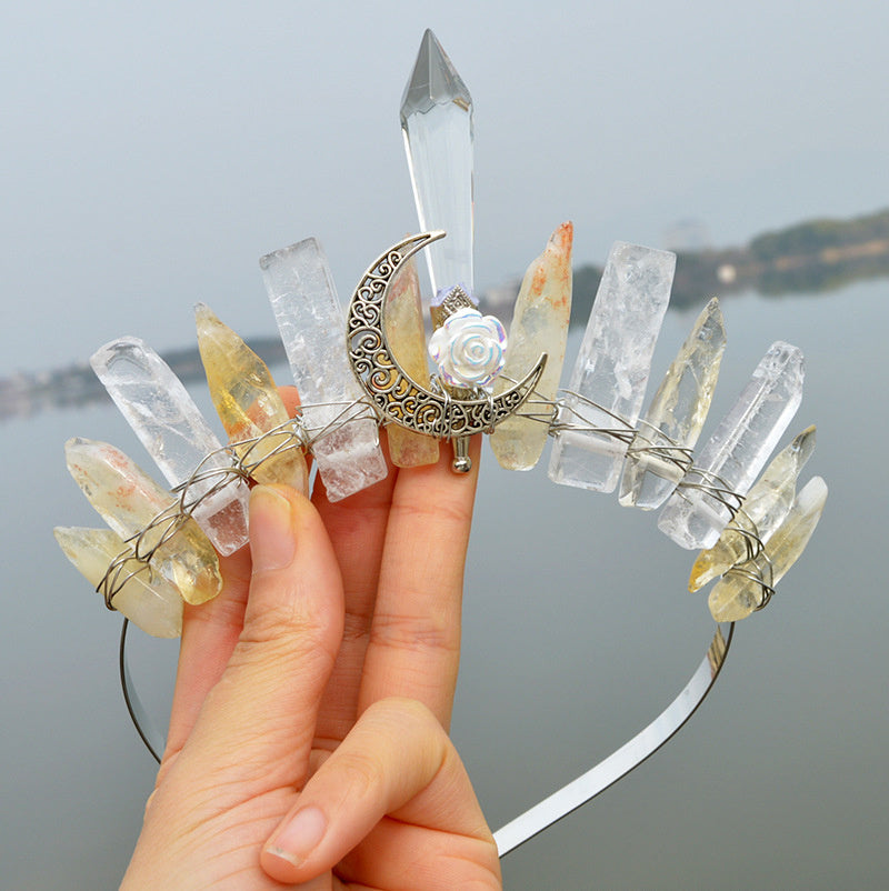 Enchanted Bloom Natural Crystal Hair Crown