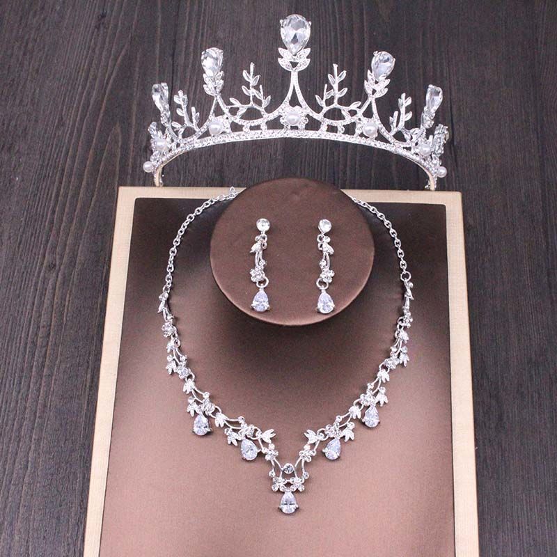 Rhinestone Bridal Crown and Jewelry Set