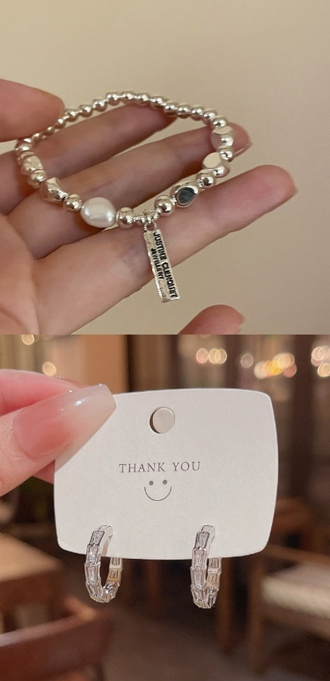 Sterling Silver Simple Zircon Drop Earrings