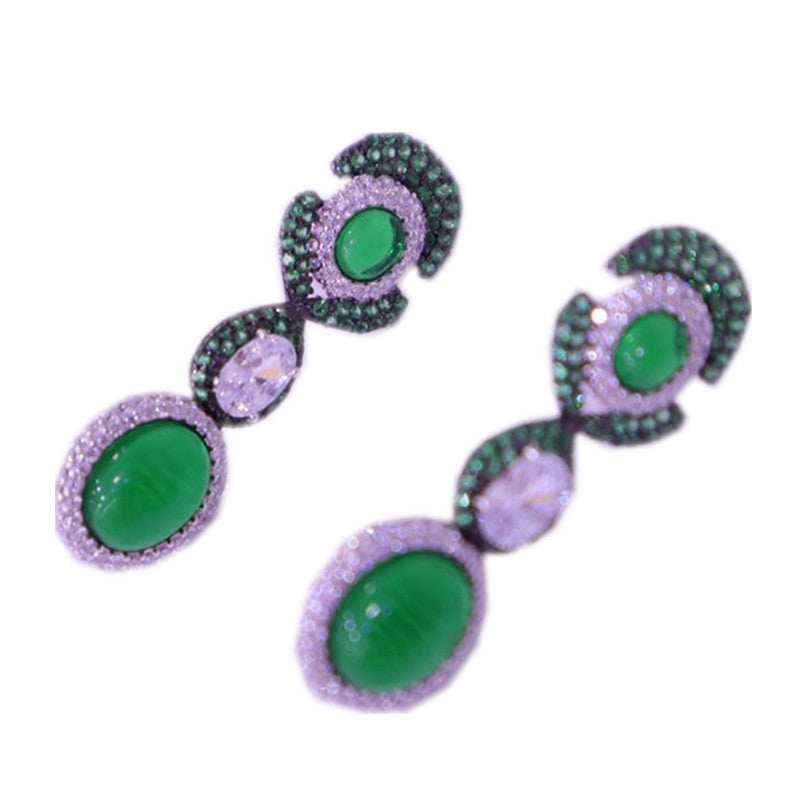 Vintage-Inspired Sterling Silver Floral & Faux Emerald Earrings
