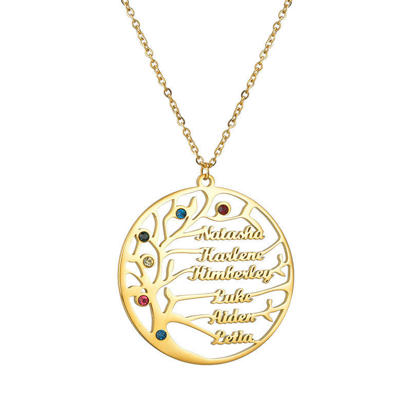 Personalized Golden Tree of Life Name Necklace