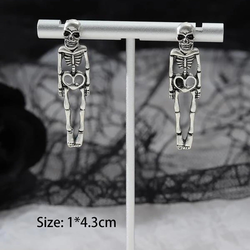 Gothic Punk Skull Skeleton Detachable Dangle Earrings