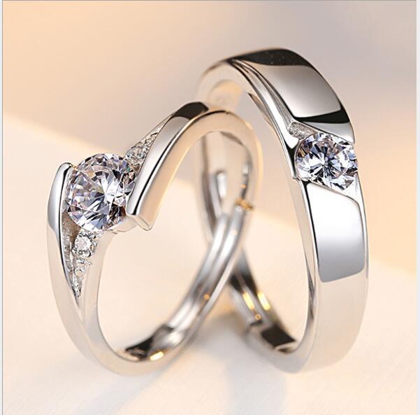 Adjustable Simulation Diamond Couple Rings
