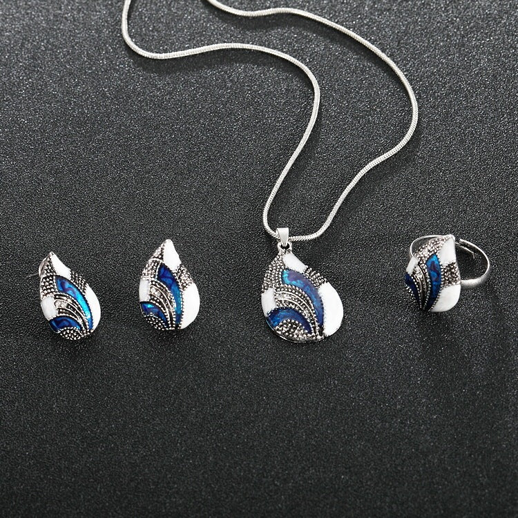 Elegant Paua Shell Water Drop Jewelry Set