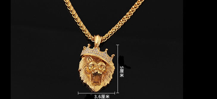 Iced Fluorescent Lion Head Hip Hop Pendant Necklace