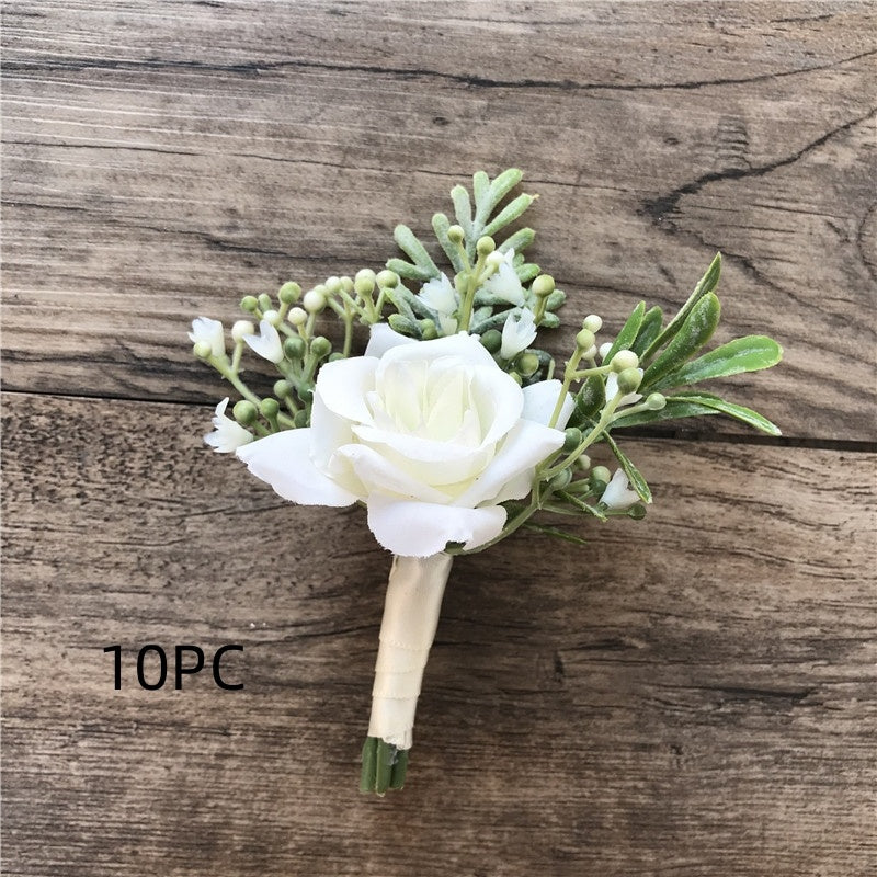 Fabric Rose Bride and Groom Corsage