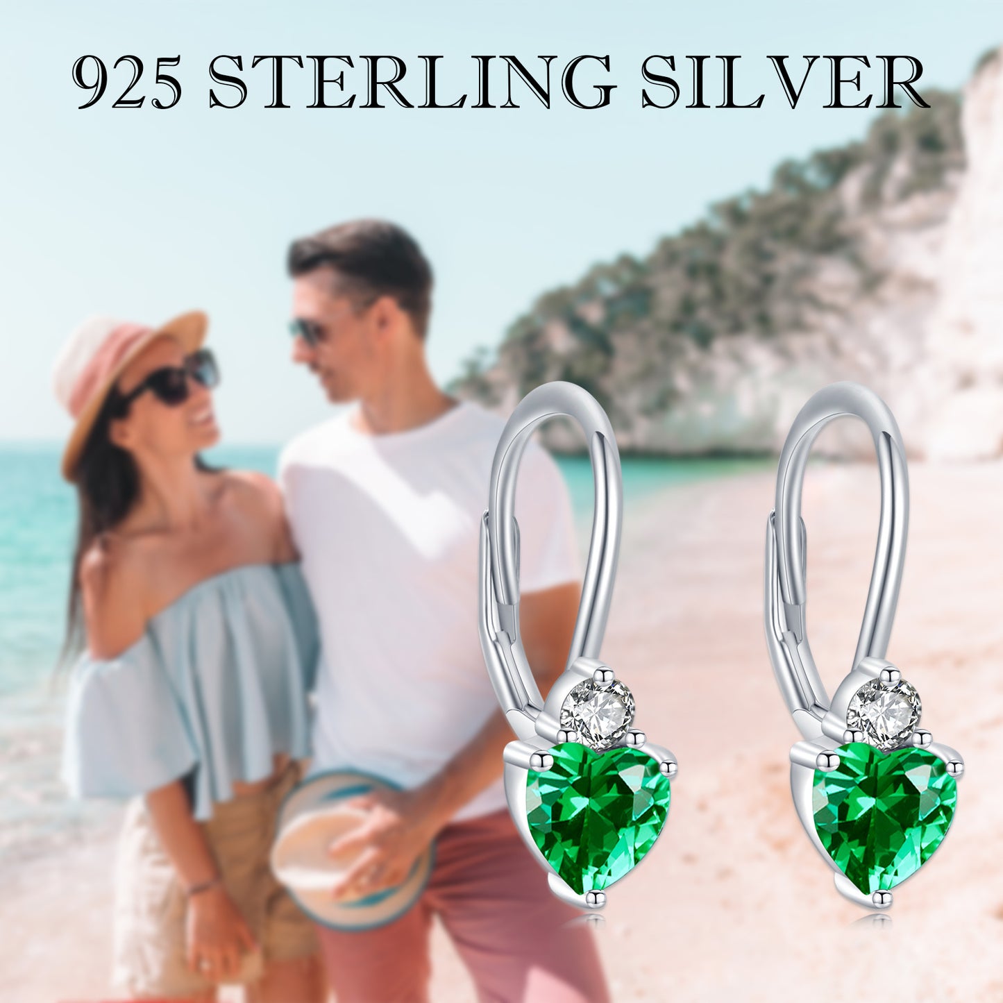 Dazzling Heart & Round Zirconia Sterling Silver Earrings