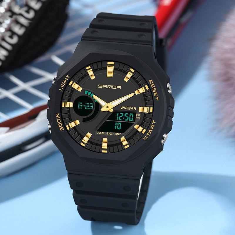 Multifunctional Sports Watch: 50M Waterproof & Dual Display