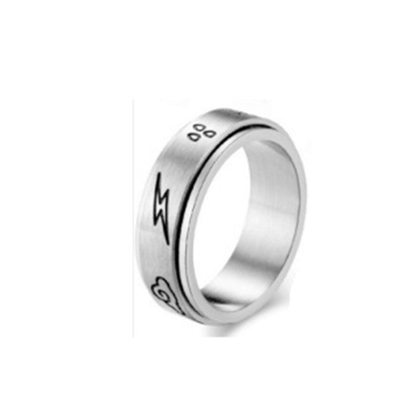 Rotatable Titanium Steel Star and Moon Ring