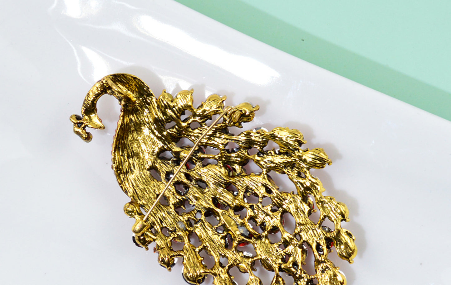 Colorful Peacock Metal Brooch