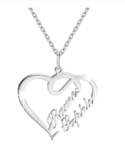 Custom Merged Double Heart Name Necklace