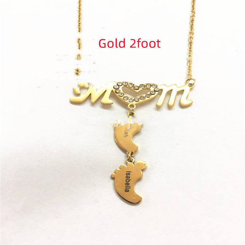 Personalized Mom Necklace with Baby Feet