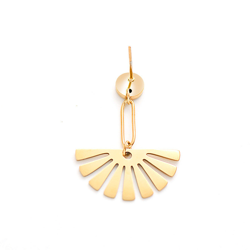 Exquisite Gold Plated Fan-Shaped Stainless Steel Earrings