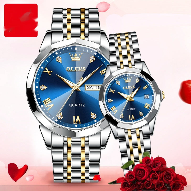 Elegant Valentine's Day Quartz Couple Watch Set
