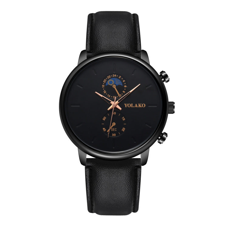 Ultra-thin Quartz Men's Watch with Leatherette Strap