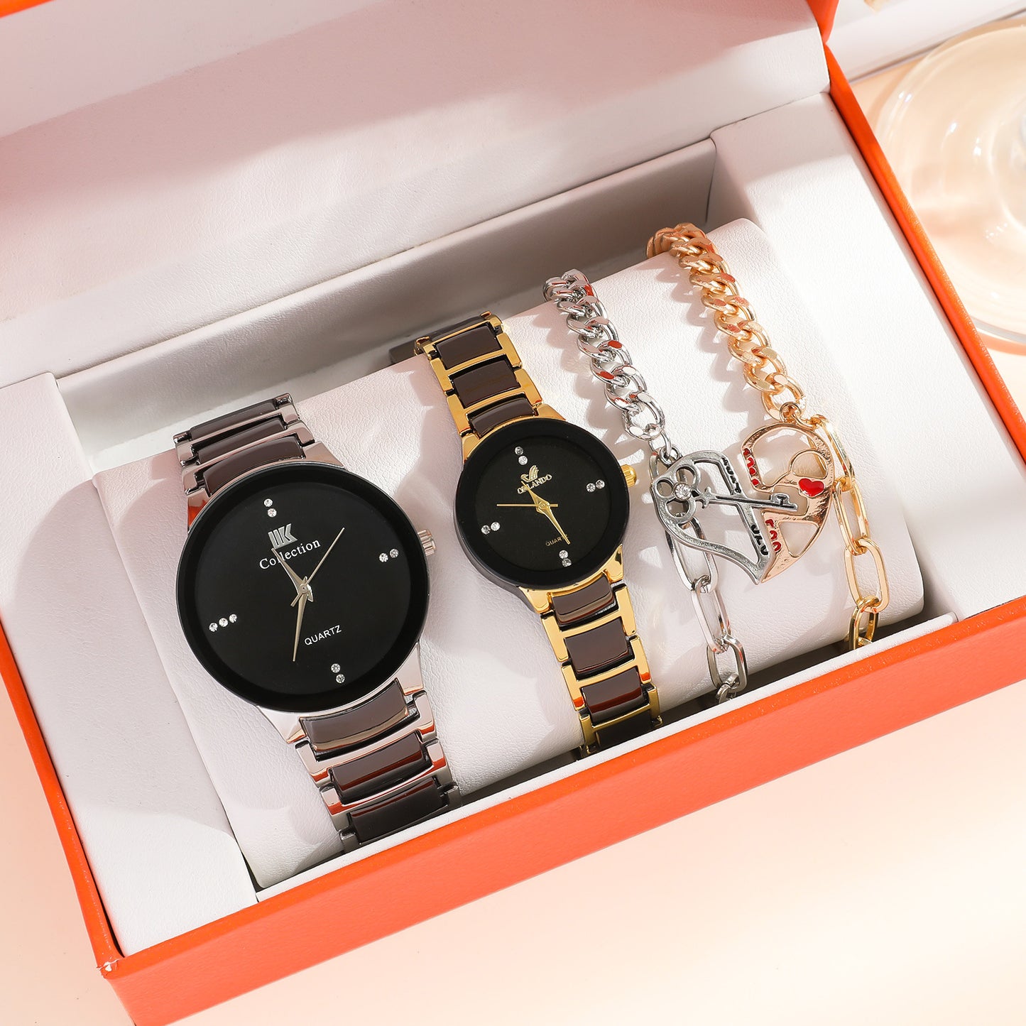 Heartfelt Duo: Couple's Watch & Bracelet Set