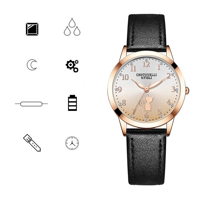 Kids' Rhinestone & Leather Quartz Watch