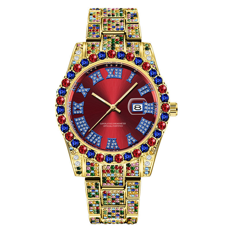 Vibrant Diamond Accent Hip Hop Watch
