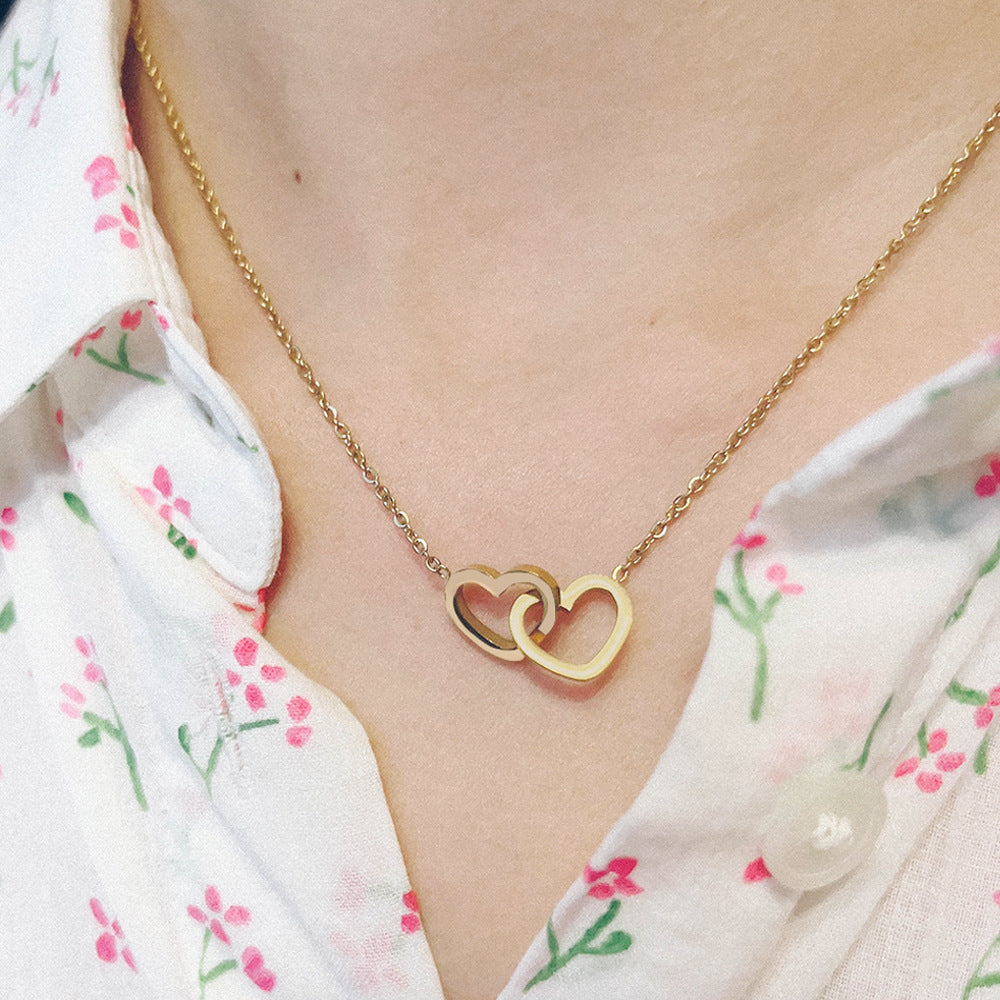Forever Double Heart Custom Name Necklace