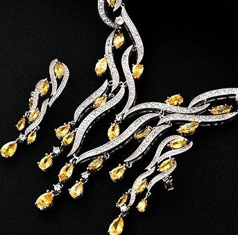 Dazzling New Crystal Zircon Tassel Pendant Jewelry Set
