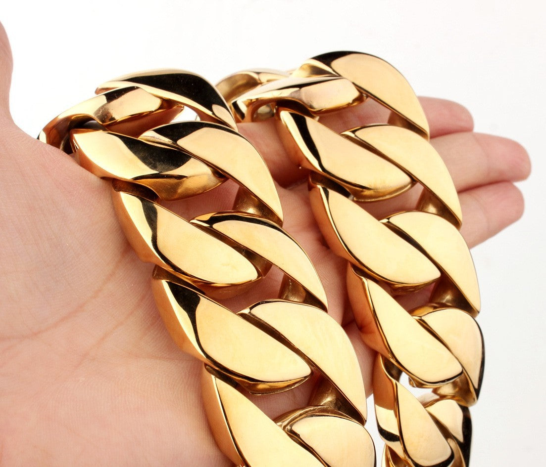 Men's Heavy 18K Gold Plated Cuban Chain Necklace