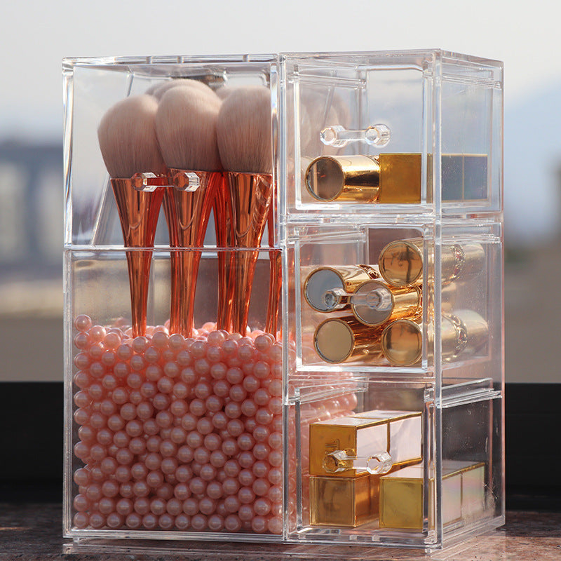 Clear Acrylic Makeup Brush & Jewelry Storage Box
