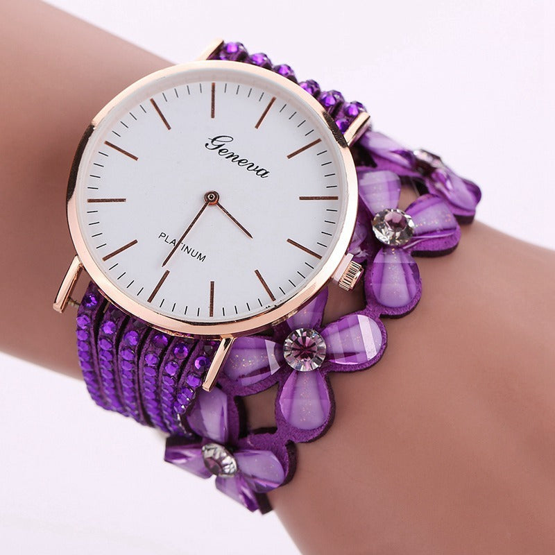 Sparkling Floral Quartz Wristwatch