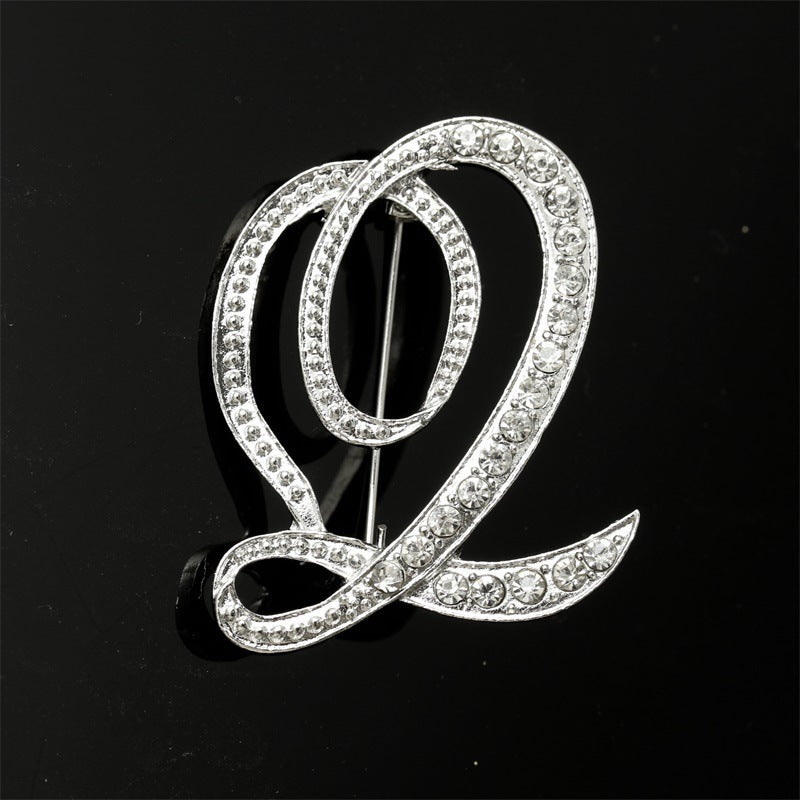 26 English Alphabet Brooch with Diamonds