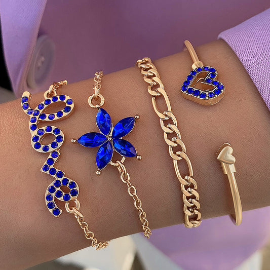 Azure Butterfly Heart Bracelet Set